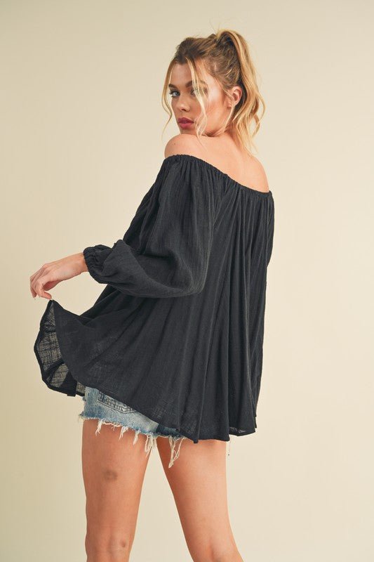 Nately Off Shoulder Tunic Dress - Blu Lotus Boutique