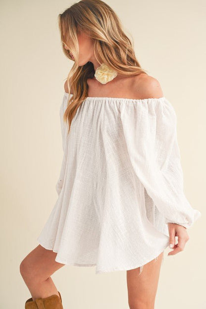 Nately Off Shoulder Tunic Dress - Blu Lotus Boutique