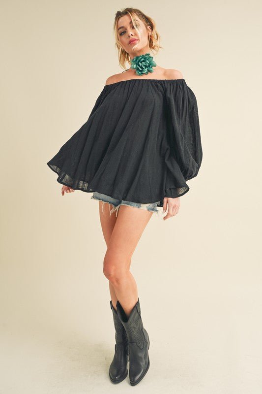 Nately Off Shoulder Tunic Dress - Blu Lotus Boutique