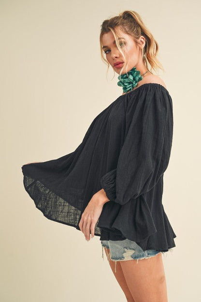 Nately Off Shoulder Tunic Dress - Blu Lotus Boutique