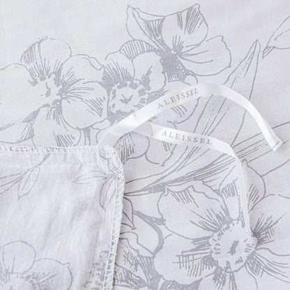 Natural Cotton 3 - Piece Floral Duvet Cover Set - Grayish White with Elegant Gray Flowers and Branches Pattern - Blu Lotus Boutique