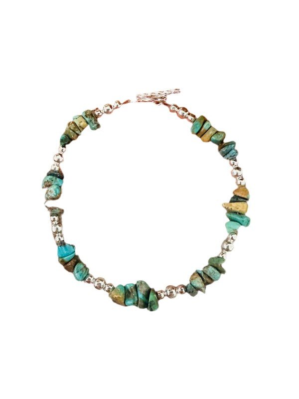 Navajo Sterling Silver Pearl & Turquoise Beaded Br - Blu Lotus Boutique