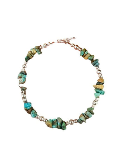 Navajo Sterling Silver Pearl & Turquoise Beaded Br - Blu Lotus Boutique