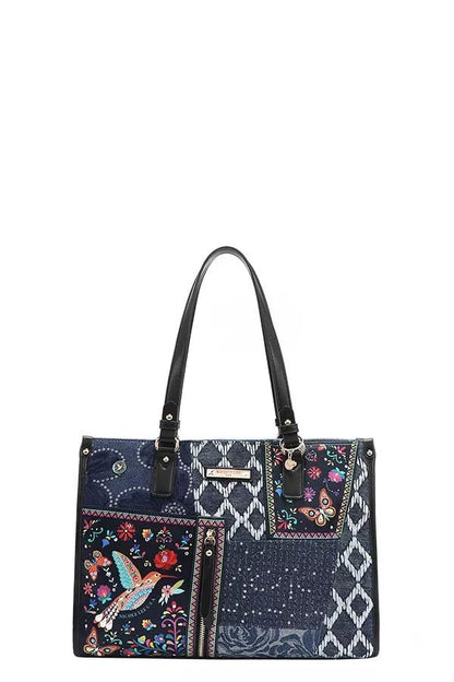 Nicole Lee USA Bosque de Amor Denim Tote Bag - Blu Lotus Boutique