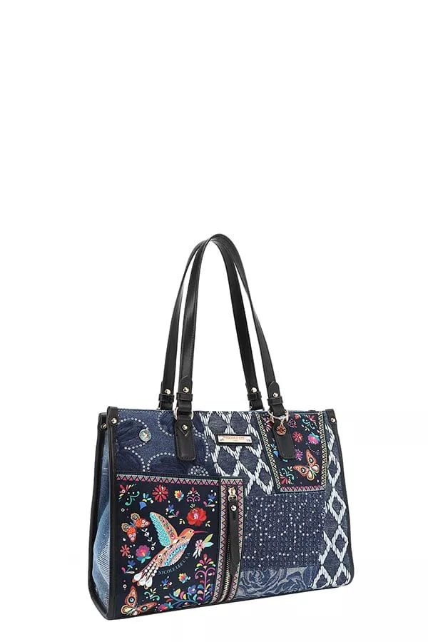 Nicole Lee USA Bosque de Amor Denim Tote Bag - Blu Lotus Boutique