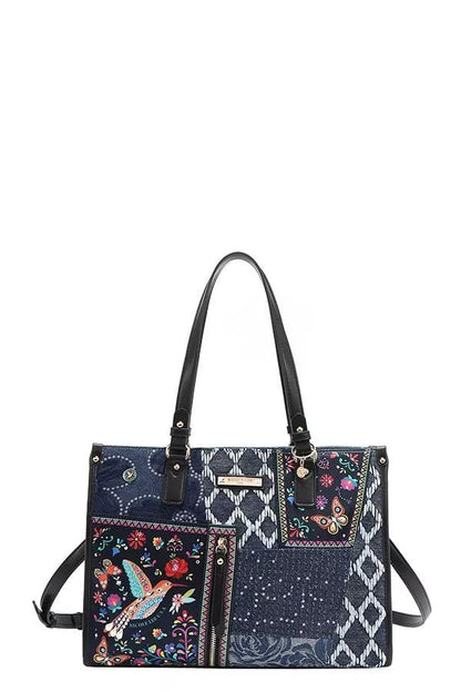 Nicole Lee USA Bosque de Amor Denim Tote Bag - Blu Lotus Boutique