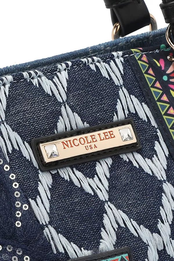 Nicole Lee USA Bosque de Amor Denim Tote Bag - Blu Lotus Boutique