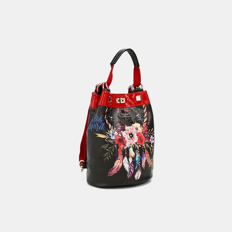 Nicole Lee USA Flower Pattern Adjustable Strap Backpack Bag - Blu Lotus Boutique