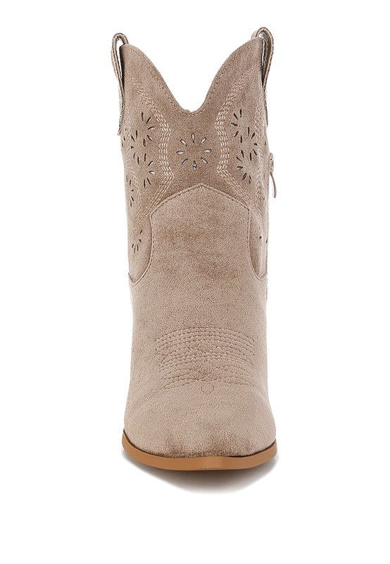 Nigel Cut Out Detail Cowboy Boots - Blu Lotus Boutique