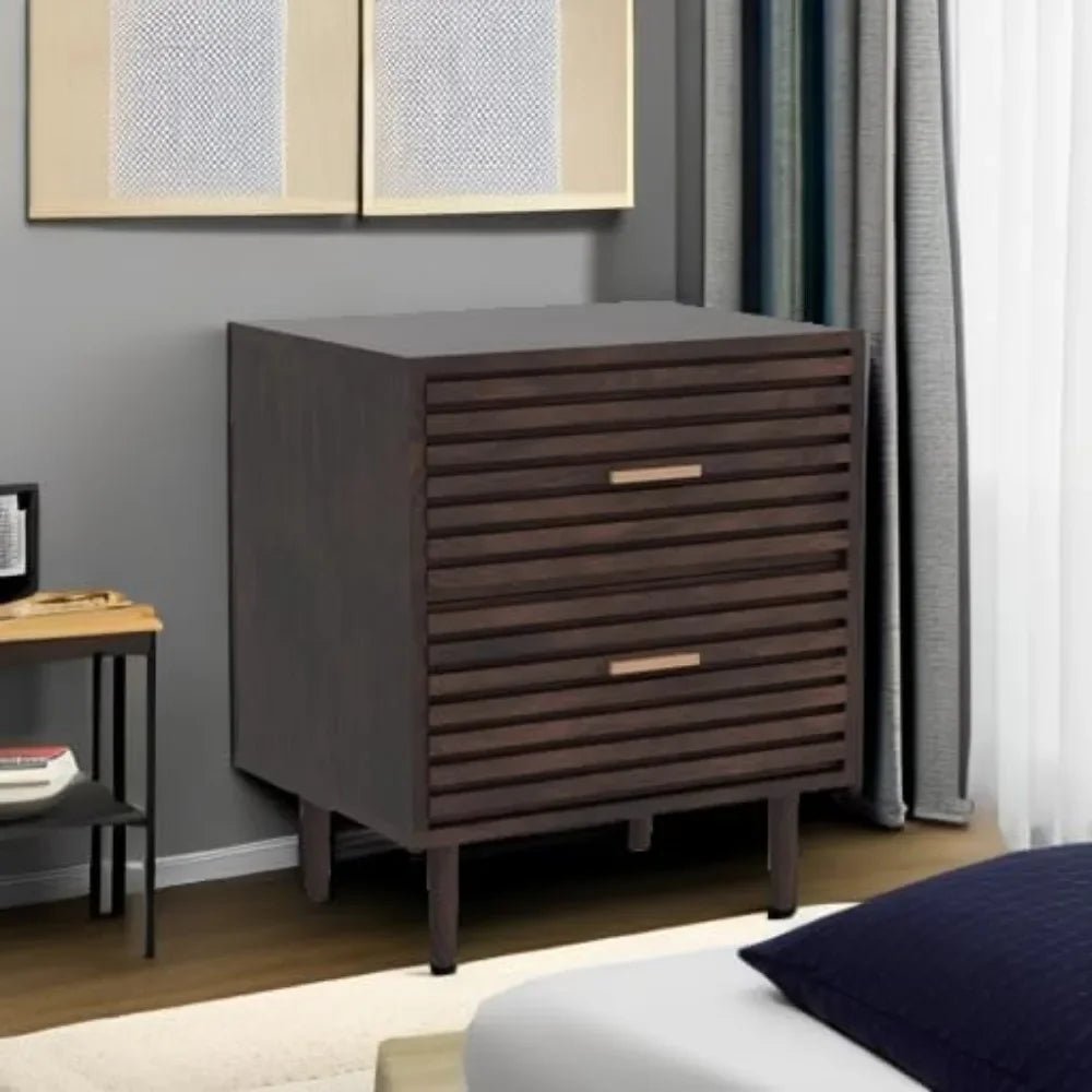 Nightstands Set of 2, Bedside Table for Bedroom, End Table with 2 Drawers, Mid Century Modern Bed Side Table with Storage - Blu Lotus Boutique
