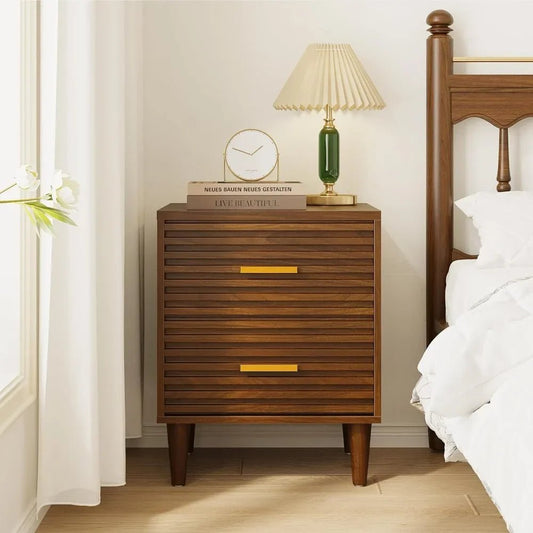 Nightstands Set of 2, Bedside Table for Bedroom, End Table with 2 Drawers, Mid Century Modern Bed Side Table with Storage - Blu Lotus Boutique