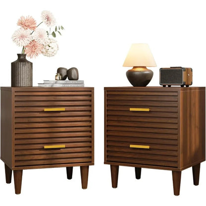 Nightstands Set of 2, Bedside Table for Bedroom, End Table with 2 Drawers, Mid Century Modern Bed Side Table with Storage - Blu Lotus Boutique