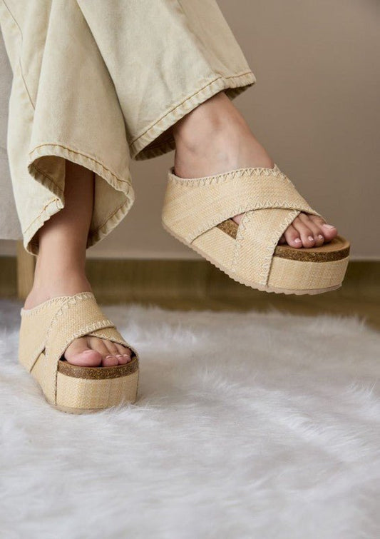 NINA DOUBLE BUCKLE BANDS COMFORTABLE WEDGES - Blu Lotus Boutique