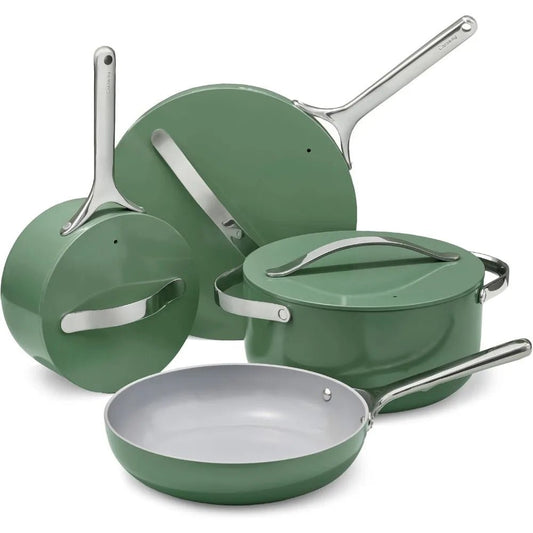 nonstick ceramic cookware set (12 piece) pots, pans, lids and kitchen storage - non toxic - oven safe & compatible with all sto - Blu Lotus Boutique