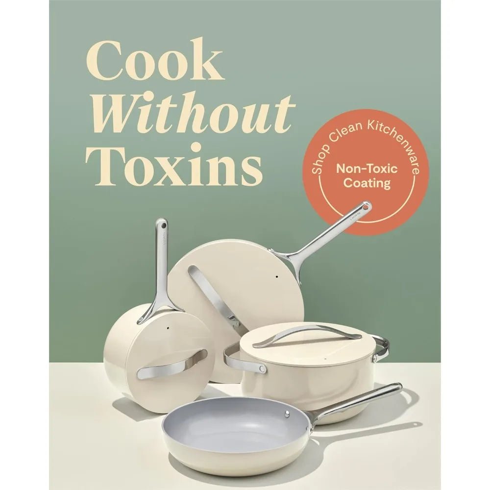 nonstick ceramic cookware set (12 piece) pots, pans, lids and kitchen storage - non toxic - oven safe & compatible with all sto - Blu Lotus Boutique
