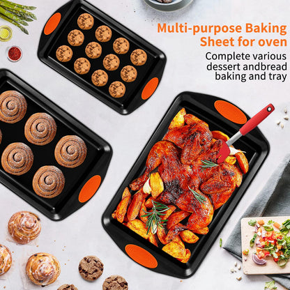 Nonstick Heavy Steel Baking Pans wSilicone Handles - Blu Lotus Boutique