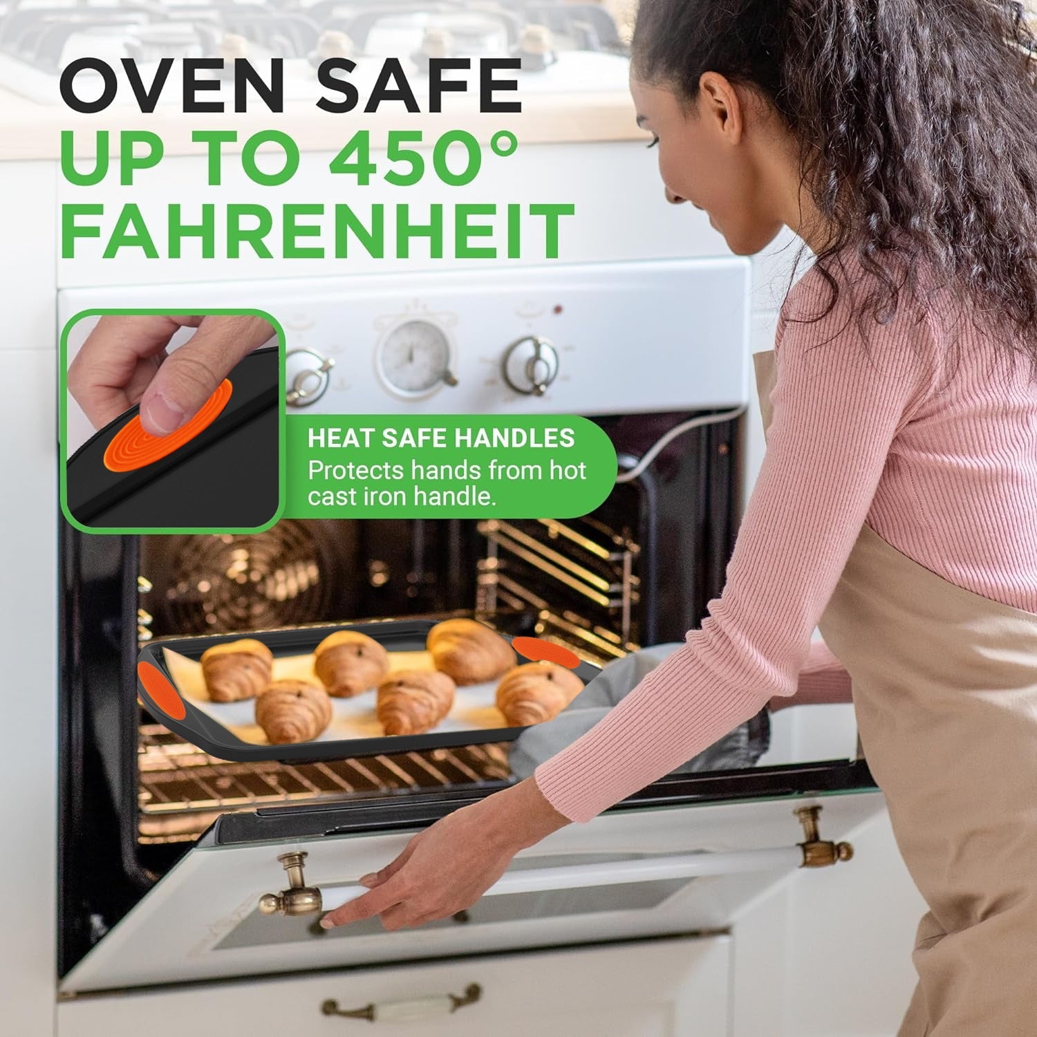 Nonstick Heavy Steel Baking Pans wSilicone Handles - Blu Lotus Boutique