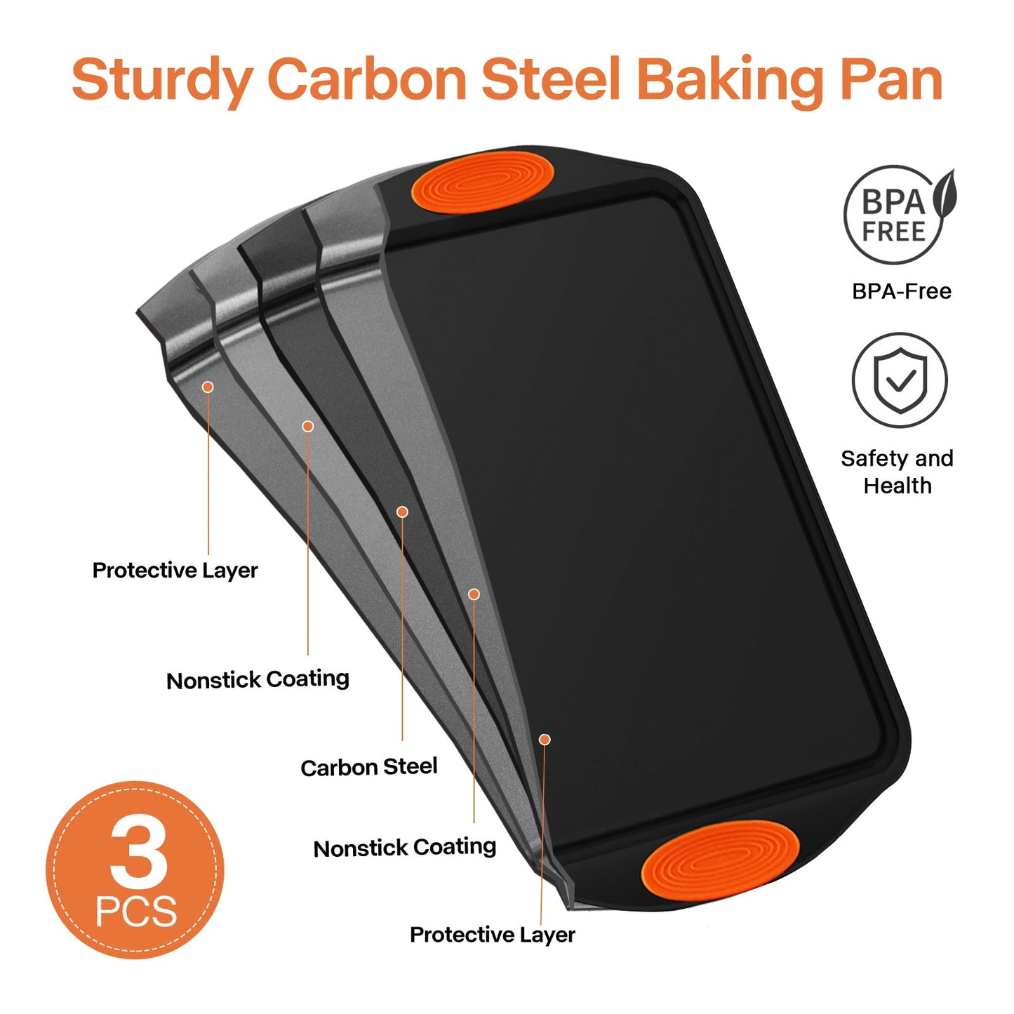 Nonstick Heavy Steel Baking Pans wSilicone Handles - Blu Lotus Boutique