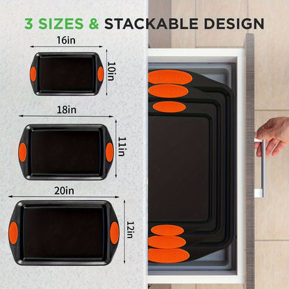 Nonstick Heavy Steel Baking Pans wSilicone Handles - Blu Lotus Boutique