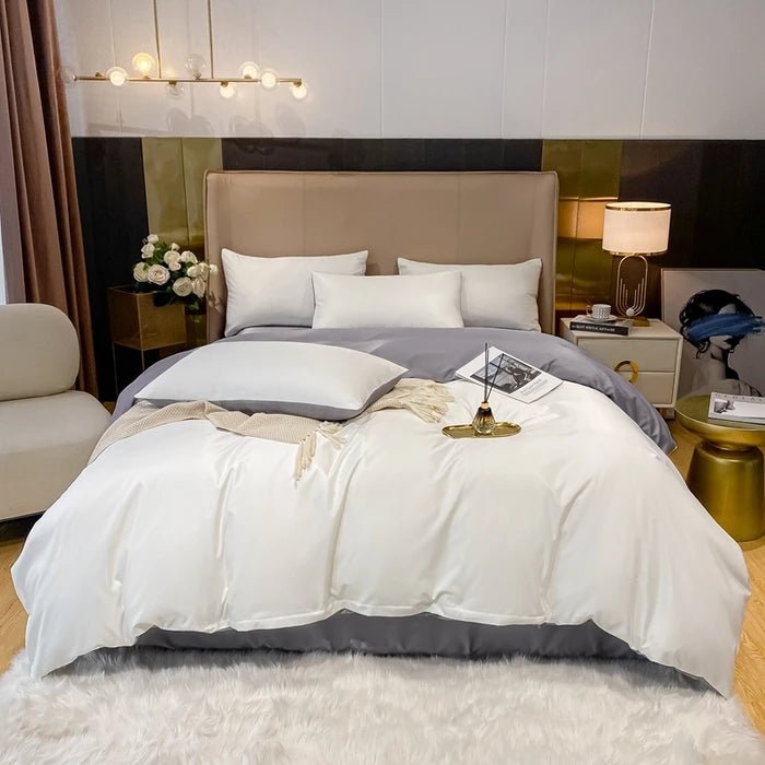 Nordic 100% Cotton Bedding Set with Sheet Duvet Cover Pillowcases Single Couple Bedsheet King Queen Double Twin Size Bed Linen - Blu Lotus Boutique