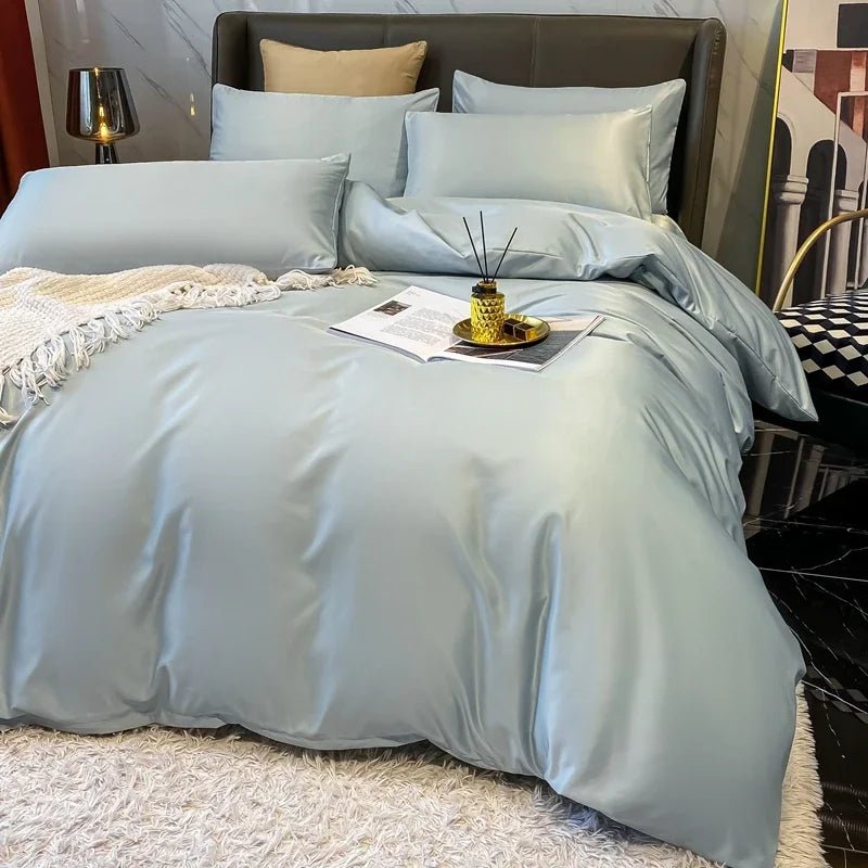 Nordic 100% Cotton Bedding Set with Sheet Duvet Cover Pillowcases Single Couple Bedsheet King Queen Double Twin Size Bed Linen - Blu Lotus Boutique