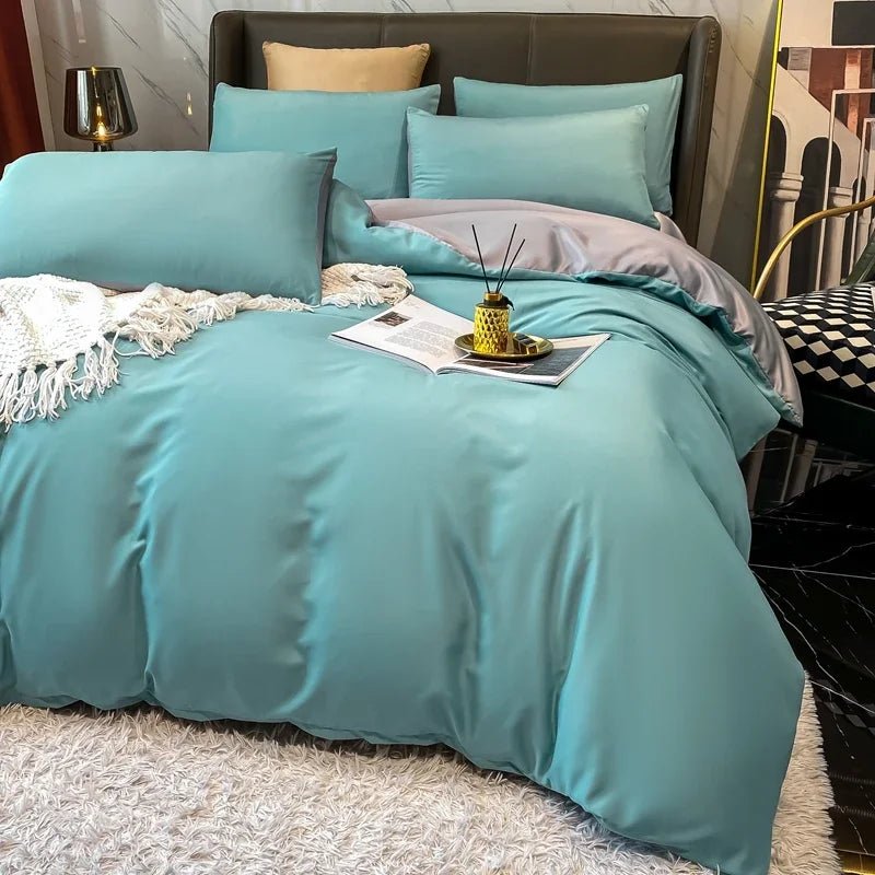 Nordic 100% Cotton Bedding Set with Sheet Duvet Cover Pillowcases Single Couple Bedsheet King Queen Double Twin Size Bed Linen - Blu Lotus Boutique