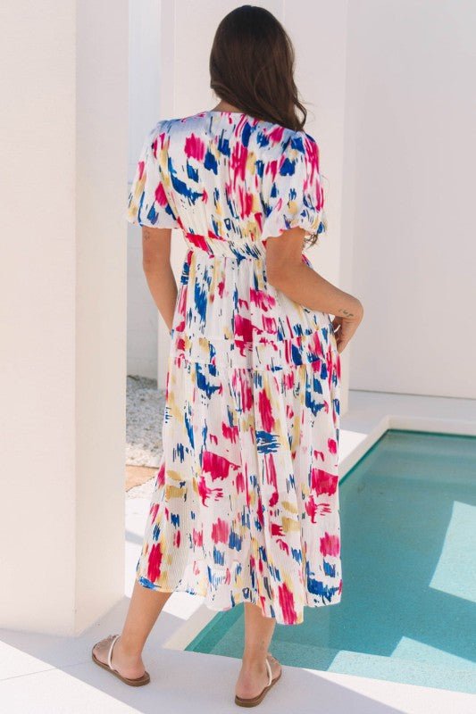 Nyomi Short Puff Sleeve Tiered Maxi Dress - Blu Lotus Boutique