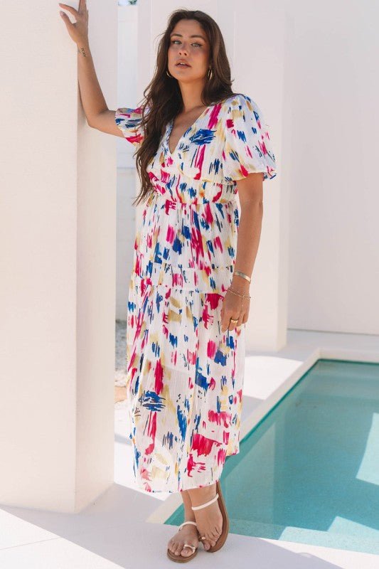 Nyomi Short Puff Sleeve Tiered Maxi Dress - Blu Lotus Boutique