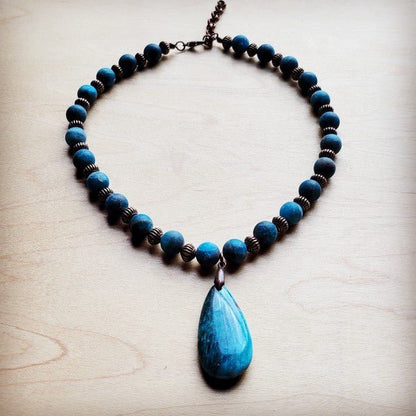 Ocean Agate Collar Necklace w/Pendant - Blu Lotus Boutique