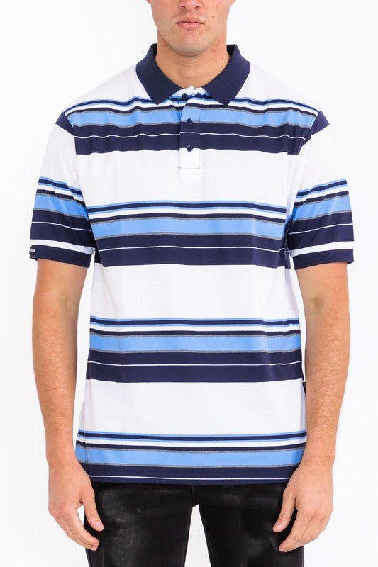 Old School Striped Pique Polo Shirt - Blu Lotus Boutique