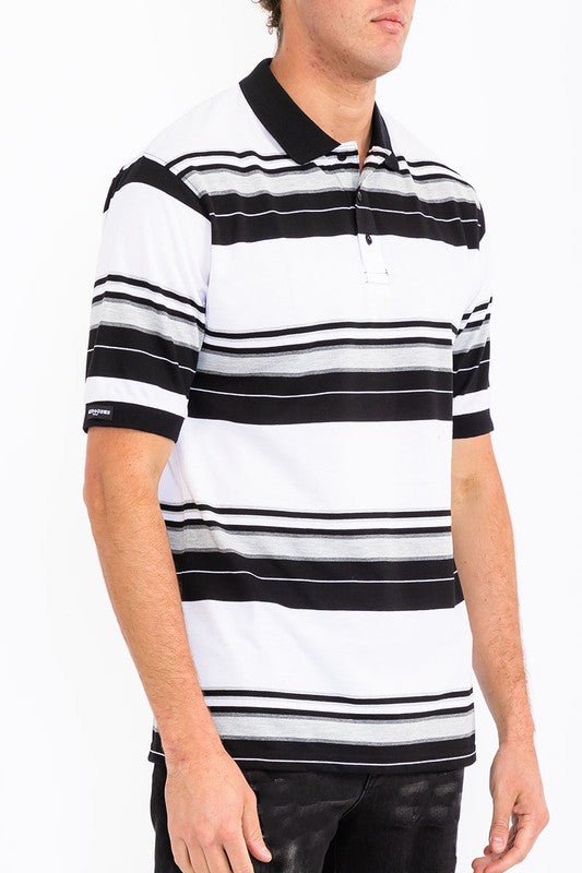 Old School Striped Pique Polo Shirt - Blu Lotus Boutique