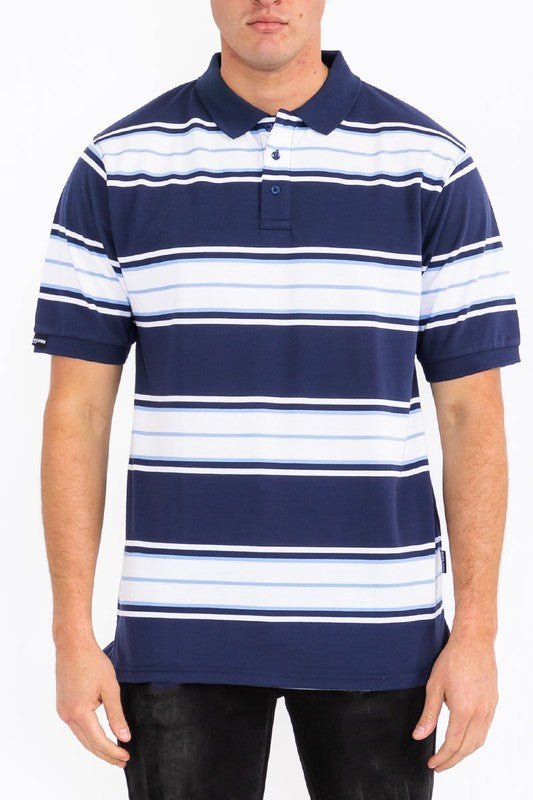 Old School Striped Pique Polo Shirt - Blu Lotus Boutique