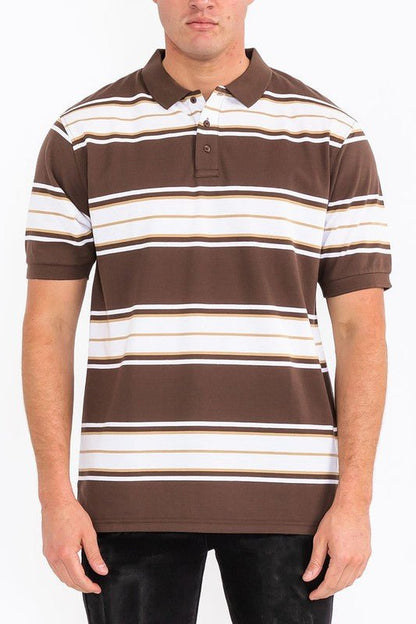 Old School Striped Pique Polo Shirt - Blu Lotus Boutique