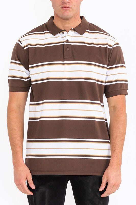 Old School Striped Pique Polo Shirt - Blu Lotus Boutique