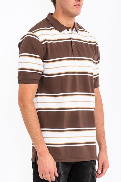 Old School Striped Pique Polo Shirt - Blu Lotus Boutique