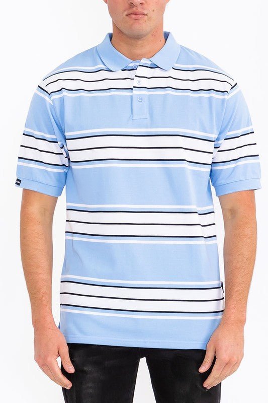 Old School Striped Pique Polo Shirt - Blu Lotus Boutique