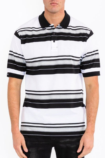 Old School Striped Pique Polo Shirt - Blu Lotus Boutique