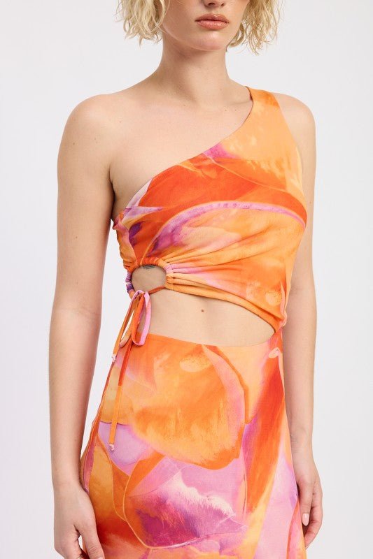 ONE SHOULDER MAXI DRESS WITH SIDE CUT OUT DETAIL - Blu Lotus Boutique