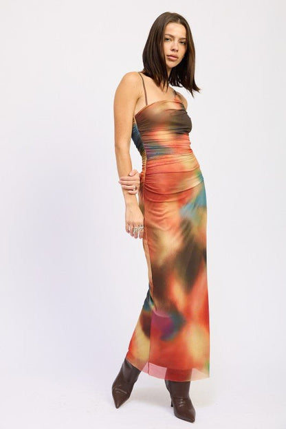 ONE SHOULDER RUCHED MAXI DRESS - Blu Lotus Boutique