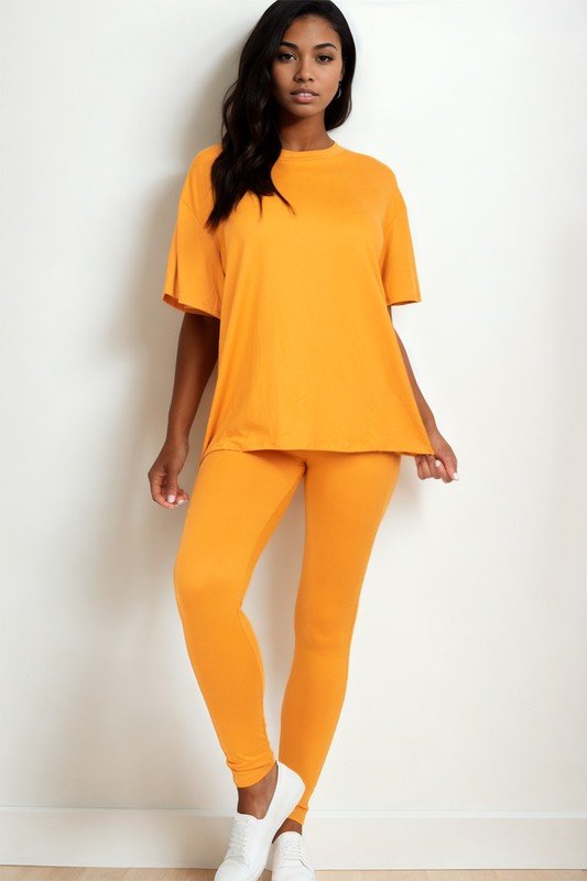 Oversized T-shirt & Leggings Set - Blu Lotus Boutique