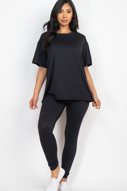 Oversized T-shirt & Leggings Set - Blu Lotus Boutique