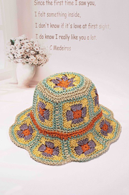 Packable crochet granny square bucket hat - Blu Lotus Boutique