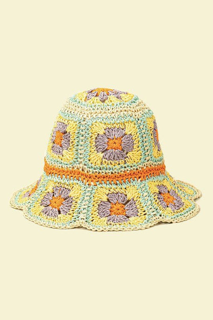 Packable crochet granny square bucket hat - Blu Lotus Boutique