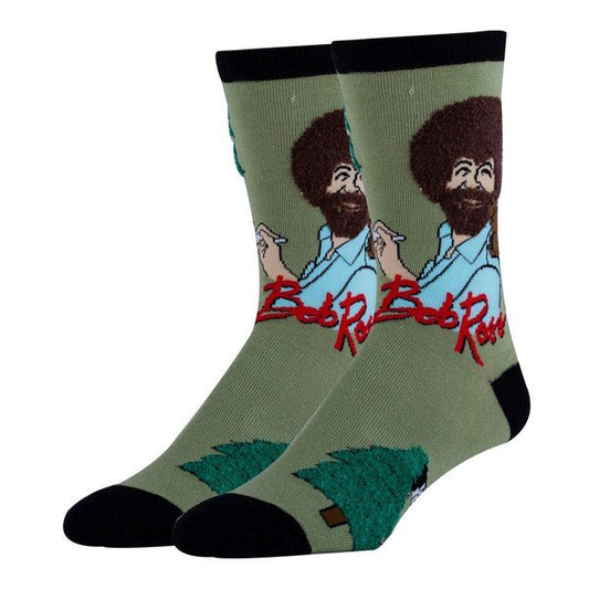 Painting Bob Ross - Men's Cotton Crew Funny Socks - Blu Lotus Boutique