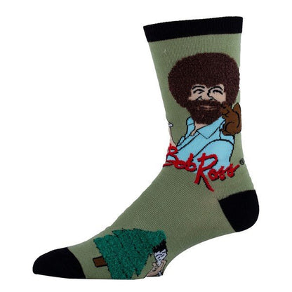 Painting Bob Ross - Men's Cotton Crew Funny Socks - Blu Lotus Boutique