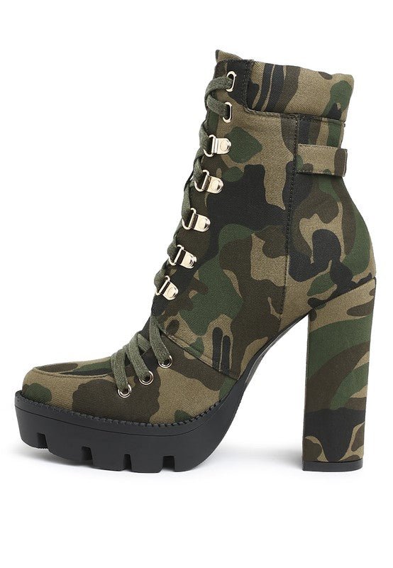 Palmetto Camouflage Ankle Boots - Blu Lotus Boutique