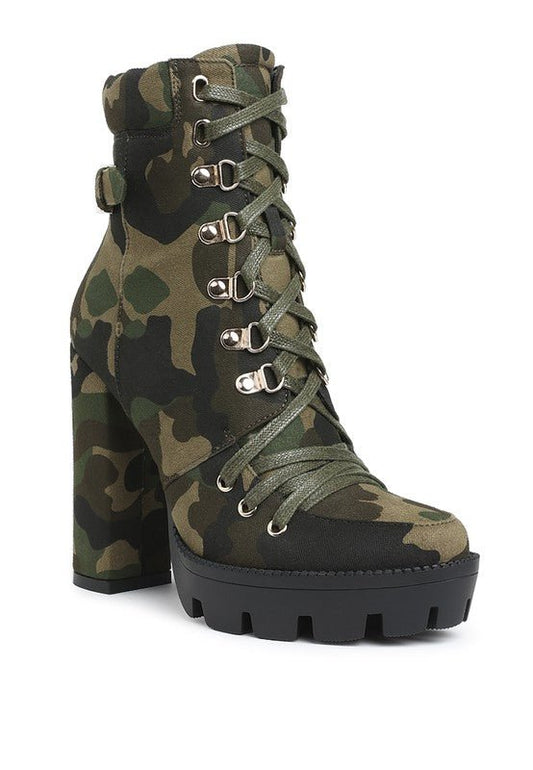 Palmetto Camouflage Ankle Boots - Blu Lotus Boutique