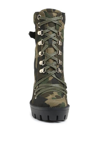 Palmetto Camouflage Ankle Boots - Blu Lotus Boutique