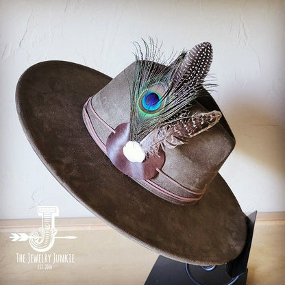 Peacock Guinea Feather&Turq Slab Haband Choice Hat - Blu Lotus Boutique
