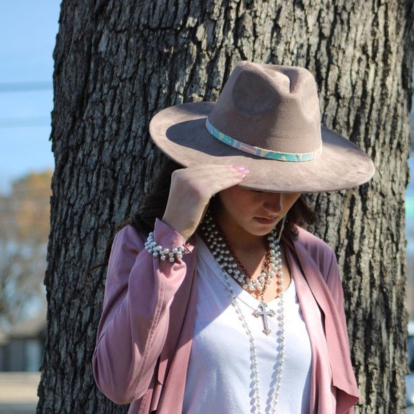 Pearl and Copper Collar Necklace with Copper Cross - Blu Lotus Boutique